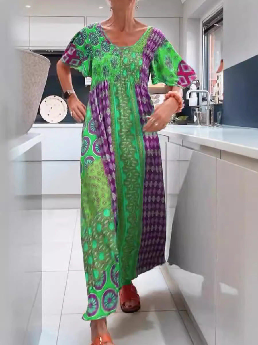 Dame Boho Maxikjole med elegante mønstre og løs pasform Stilla