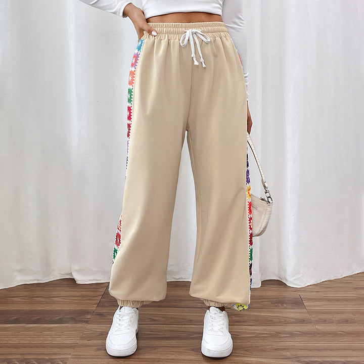 Dame Stilfulde Sweatpants med dekorativ sidebroderi Stilla