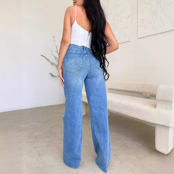 Dame Løst Skåret Jeans med Destroyed-detaljer Stilla