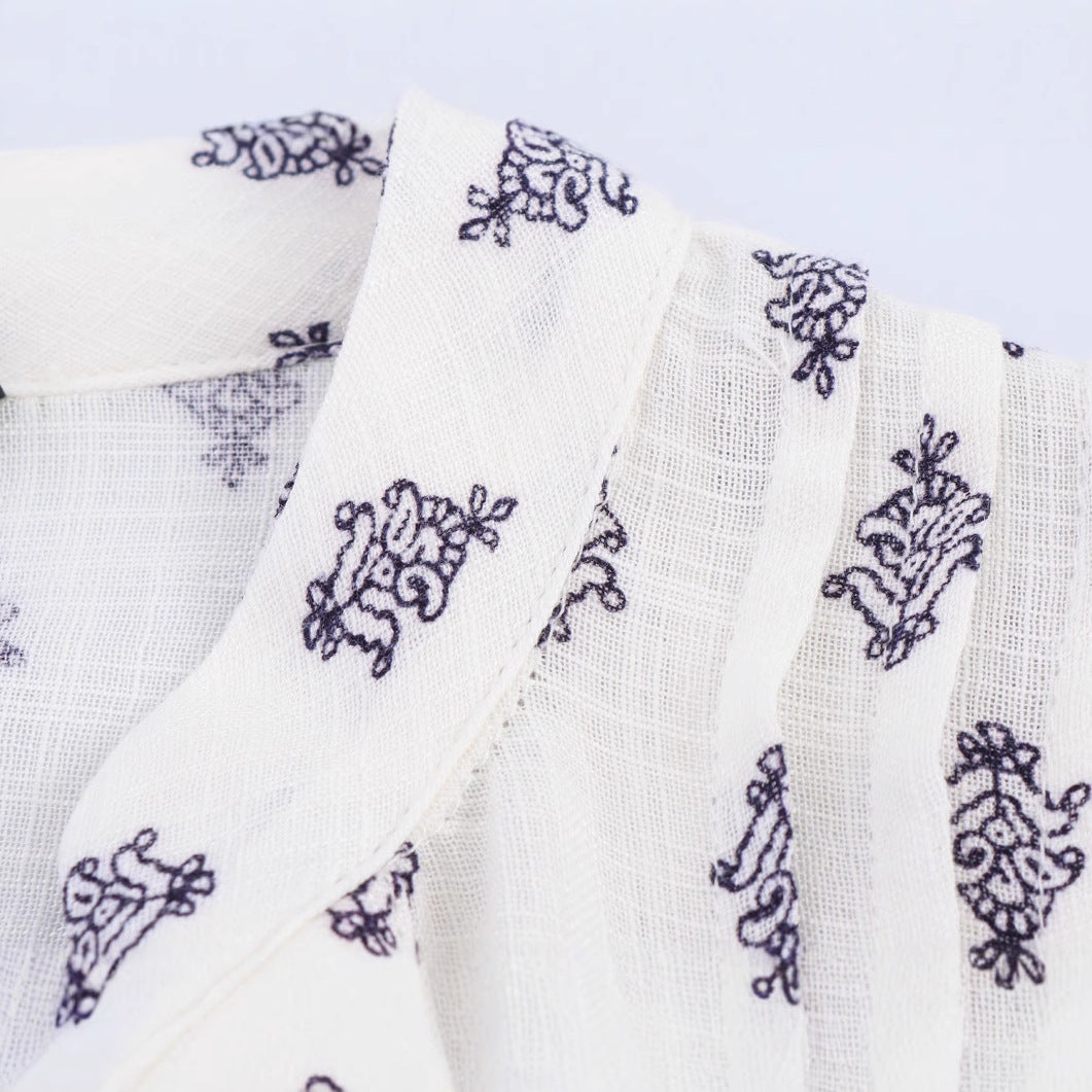 Femme Elegante Trykt Button-Up Bluse Stilla