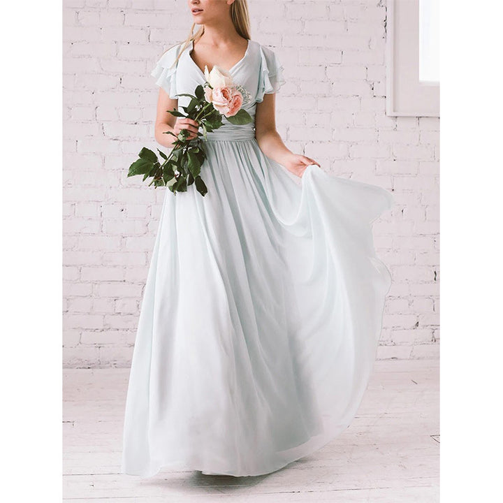 Damer Elegant Maxi Kjole med Flattermer Stilla