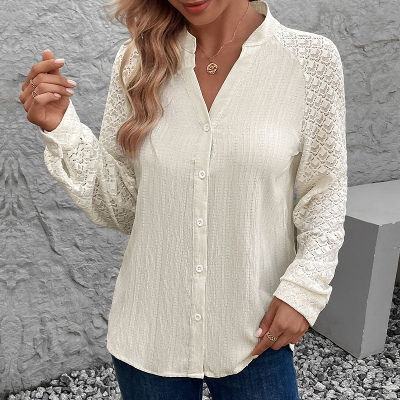 Damebluse med elegante spidse ærmer og højkvalitetsstruktur Stilla