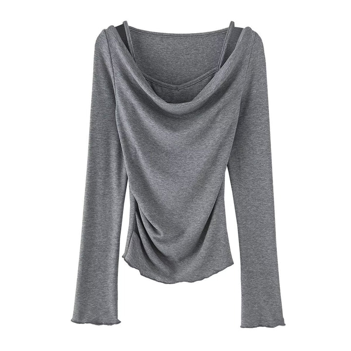 Dame elegant, afslappet top med draperet design Stilla