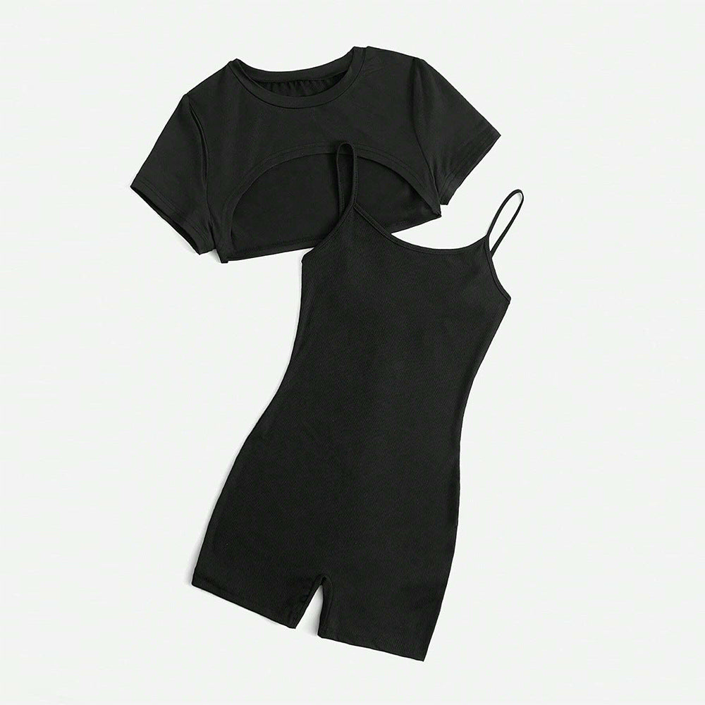 Kvinder cropped top og shorts jumpsuit sæt Stilla