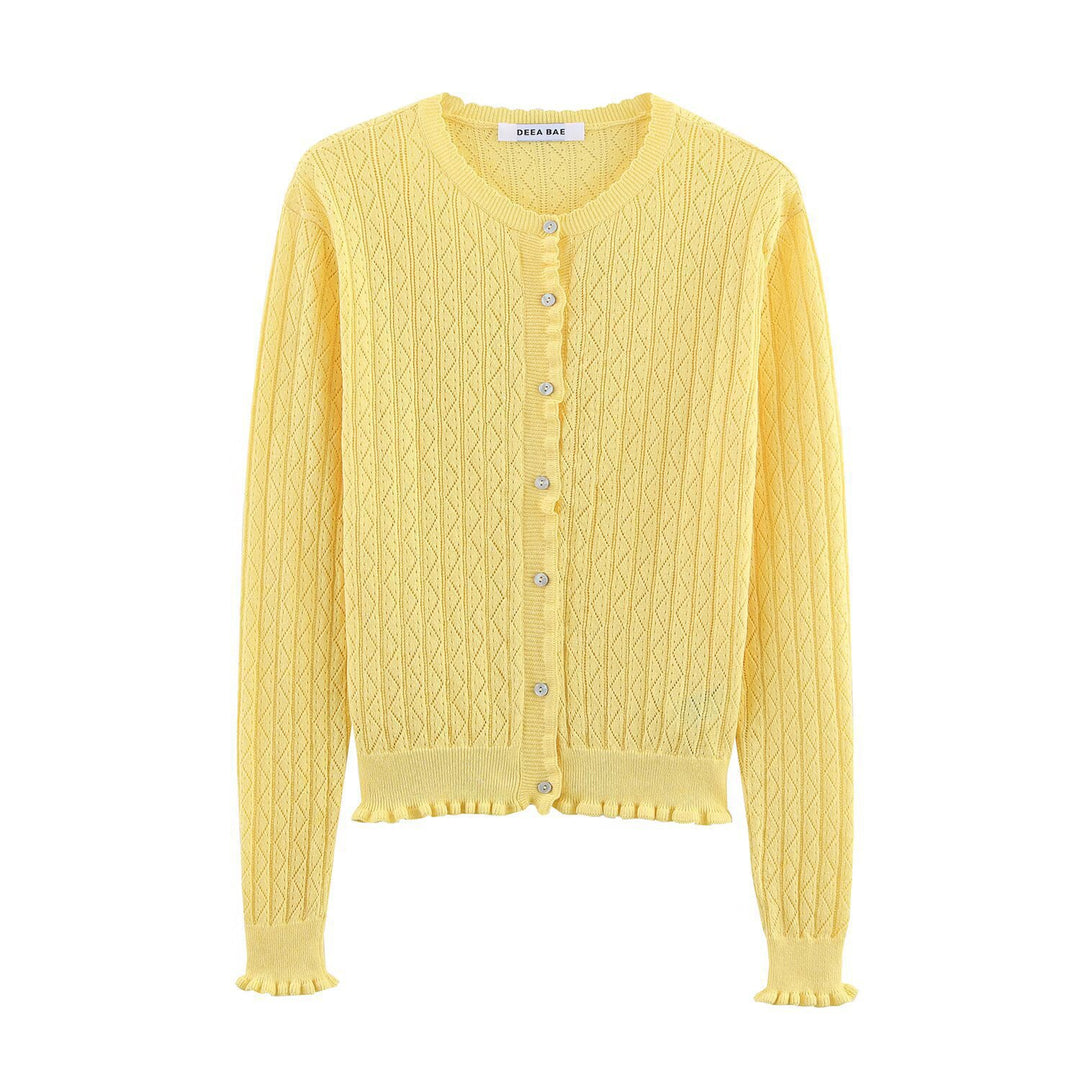 Dame Cropped Tekstureret Cardigan med Rynkeaccenter Stilla