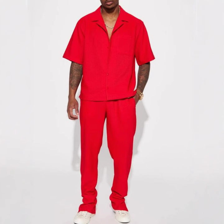Herre elegant kortærmet sweater med bukser sæt Stilla