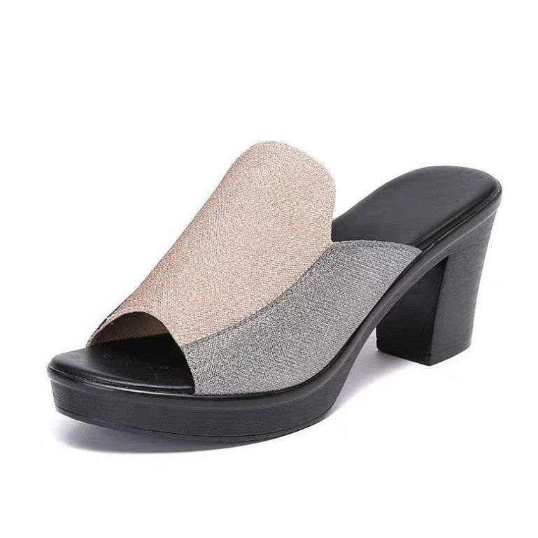 Dame elegante højhælede mules med funklerende design og komfortabel fodseng Stilla
