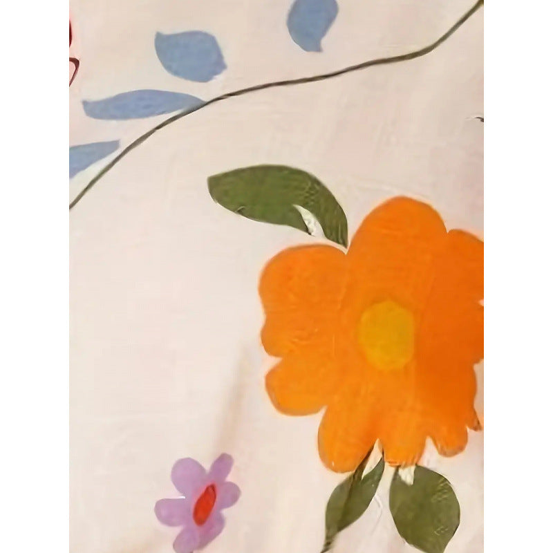 Dame bluse sæt med floralsk mønster og elastisk linning Skovae