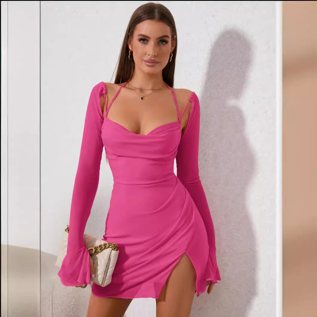 Dame Mini-kjole med smal pasform og elegante ærmer Stilla