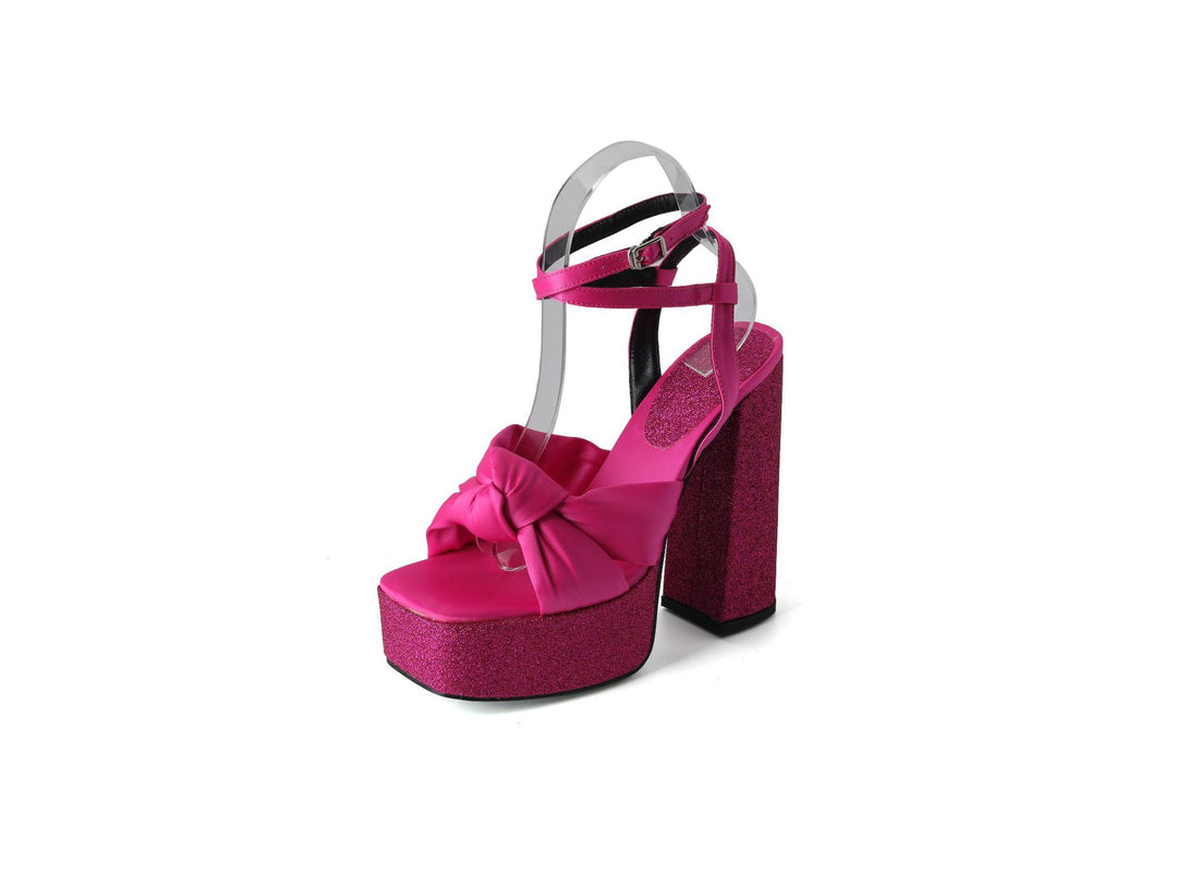 Femme Chunky Platform Højhælede Sandaler med Sløjfedetalje Stilla