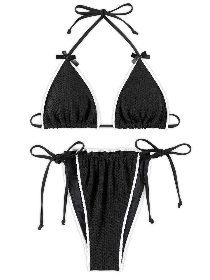 Femme Blomsterprint Trekants Bikini Sæt med justerbare stropper Stilla