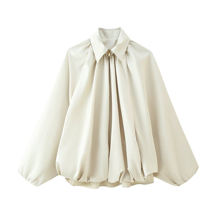 Femme Draped høj krave bluse Stilla