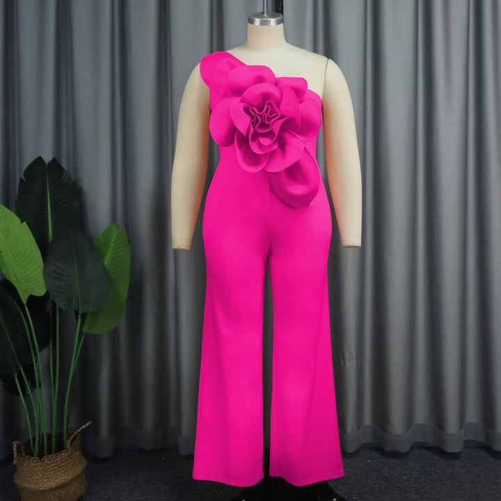 Dame elegant jumpsuit med unik blomsterapplikation Skovae