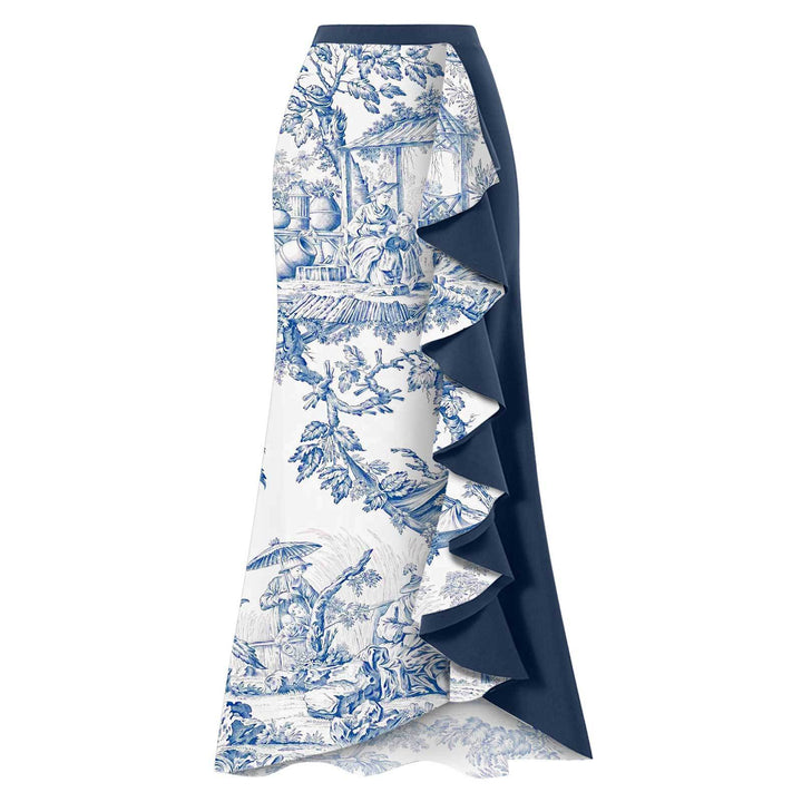 Dame Elegant Én-delt Badedragt med asymmetrisk Ruffle-detaljer og matchende Nederdel Stilla