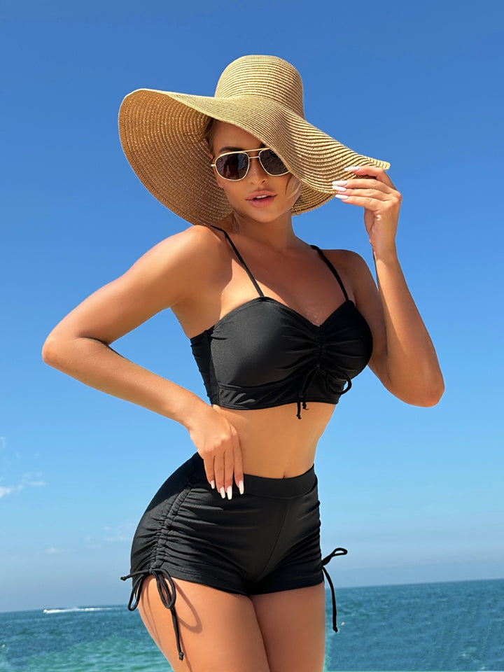 Dame Crop-Top Bikini Sæt med justerbare Rüschen Stilla