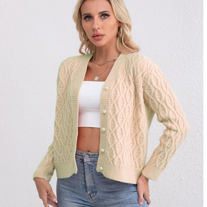 Femme Struktureret Strikcardigan med Dekorative Knapper Stilla
