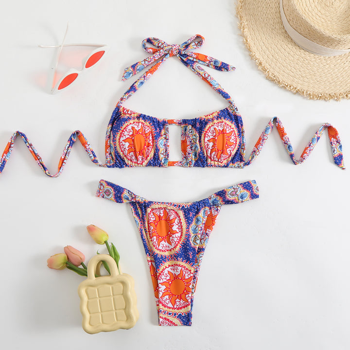 Dame Halter Neck Bikini Sæt med justerbare bindedetaljer Stilla