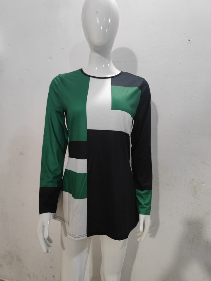 Stilla | Trendy Trykt Rund Hals Lange Ærmer T-shirt