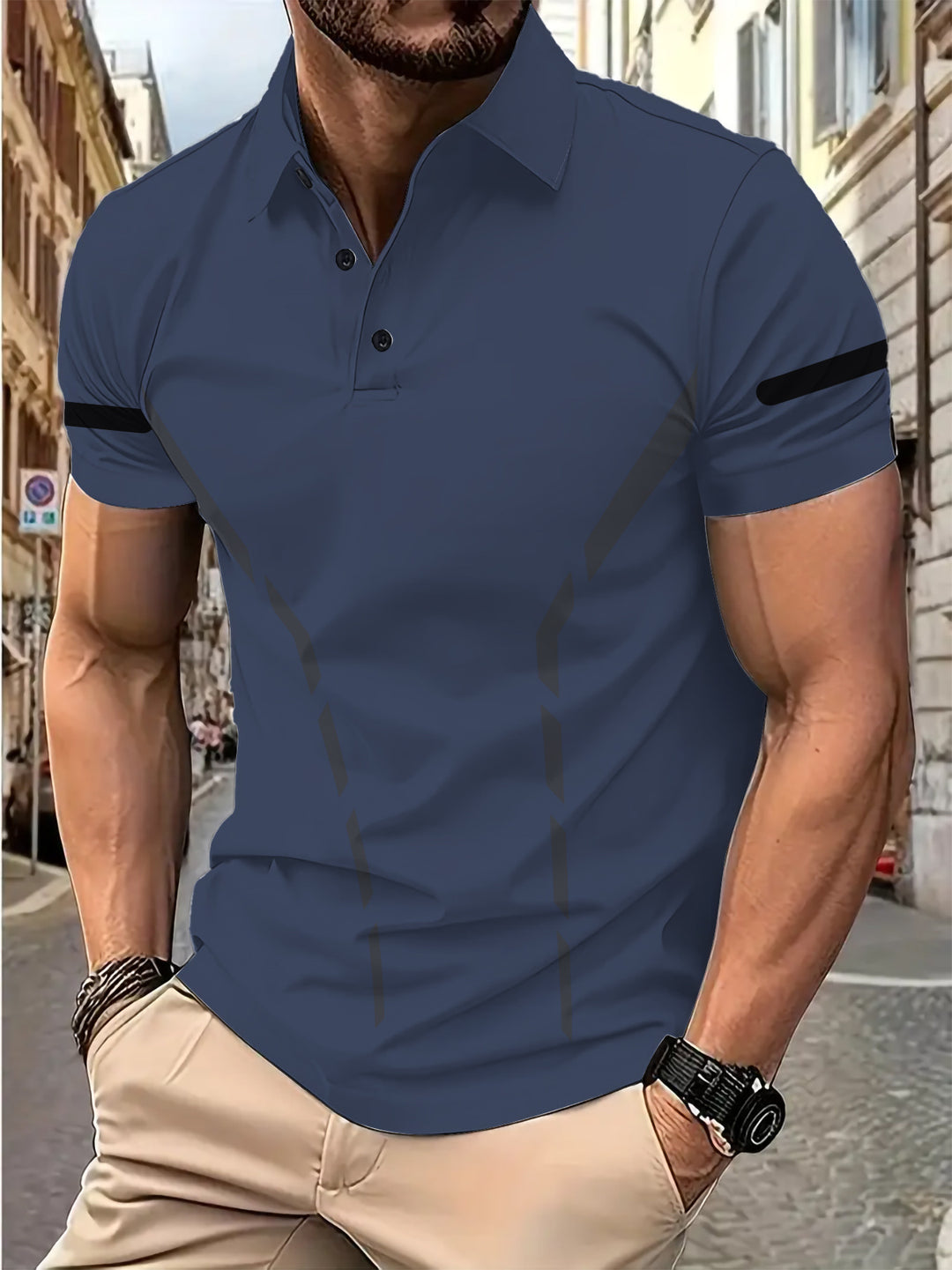 Herrer polo shirt med trendy sportsligt design og åndbare egenskaber Stilla