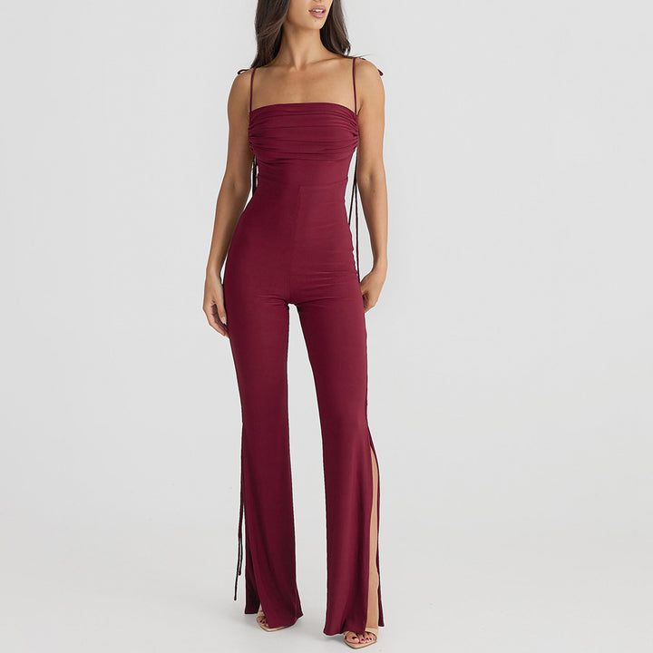 Dame elegant jumpsuit med skulderfri design og sideslidser Stilla