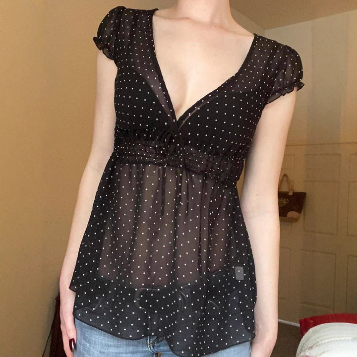 Damer Leges Polka-Dots Bluser med Rüschedetaljer Skovae