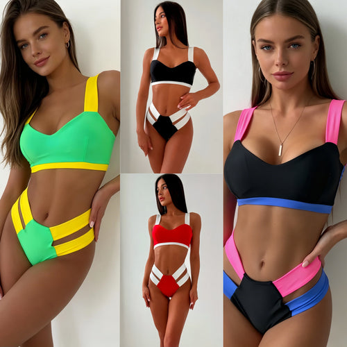 Dame Sporty Bikini med kontrasterende farveelementer Skovae