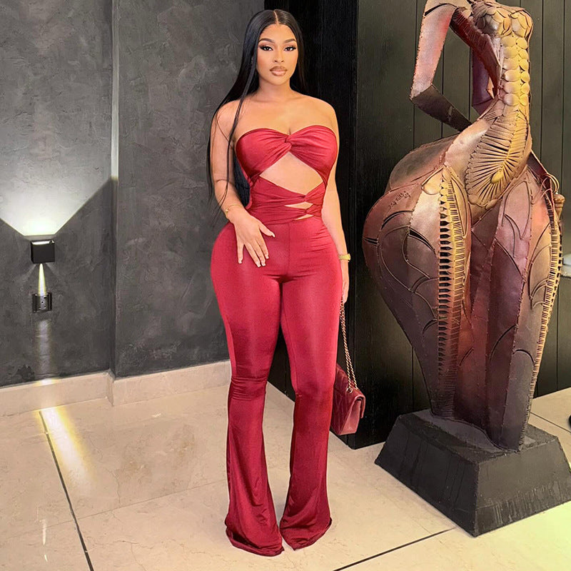 Dame Elegant Cut-Out Jumpsuit med flydende ben Skovae