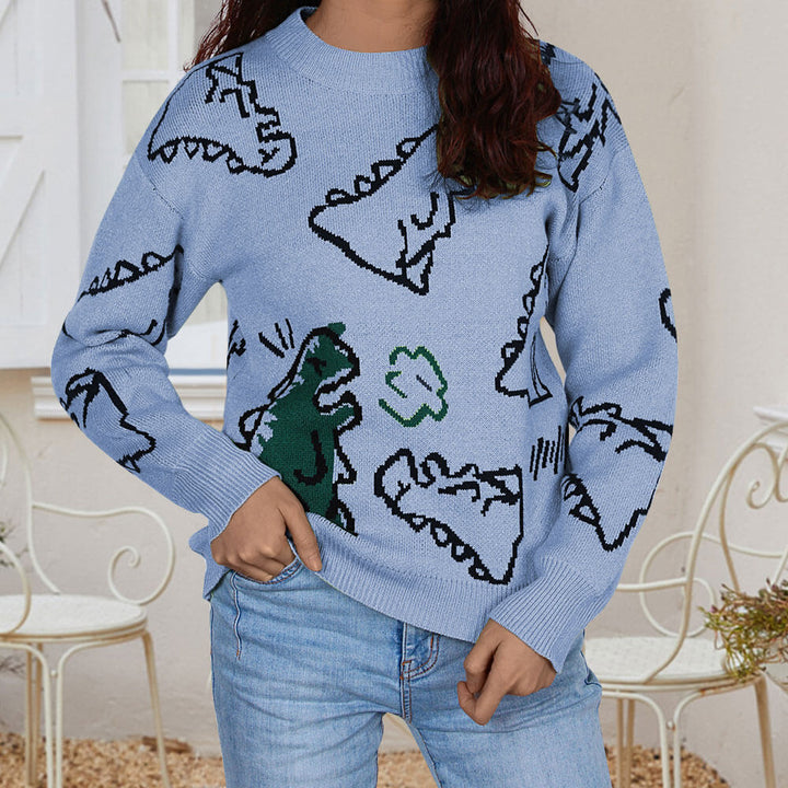 Dame sweater med dinosaur motiv og afslappet pasform Stilla
