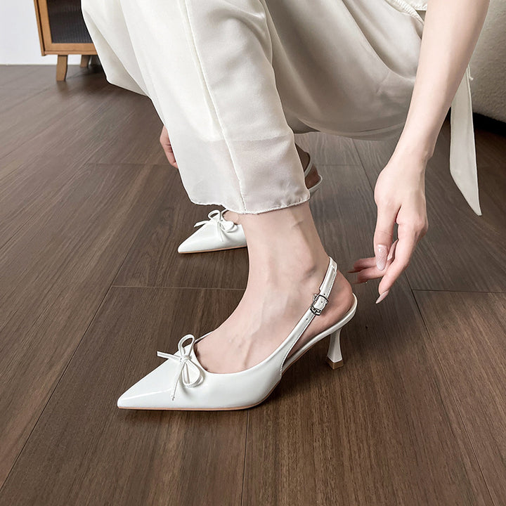 Dame Patentreifen Slingback hæle med dekorativt sløjfe-detalje Stilla