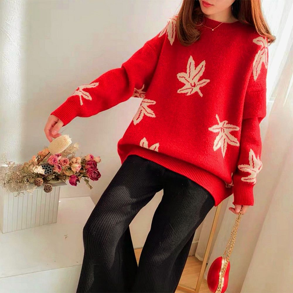 Kvindernes Oversized Sweater med Bladform Stilla