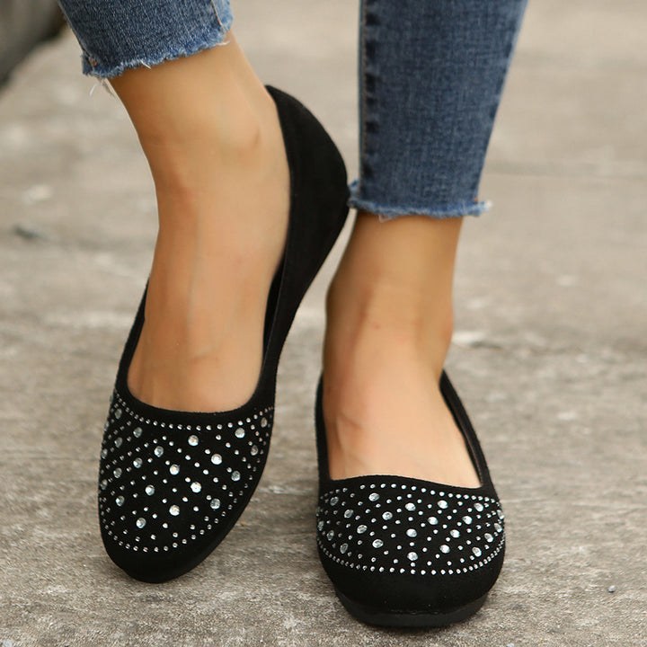 Dame Ballerina-sko med elegante strass-applikationer Stilla