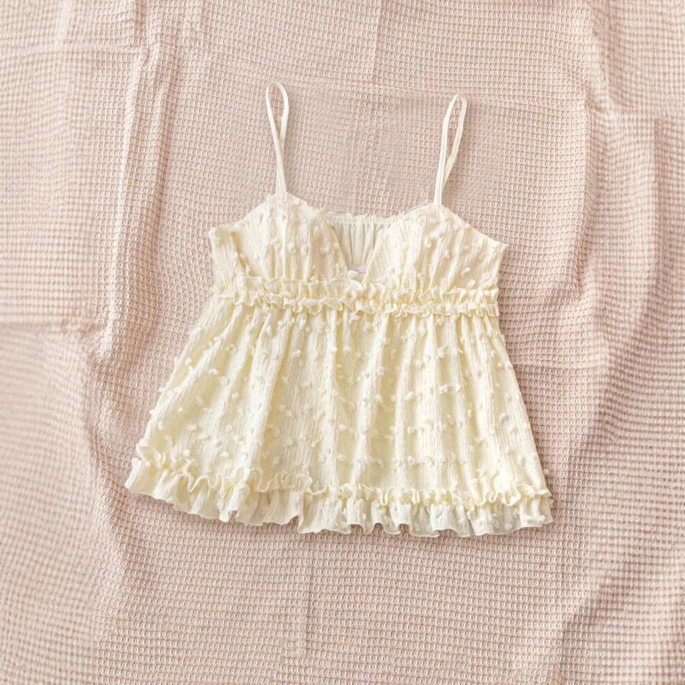 Damer luftig Spaghetti-strop-top med ruffles detaljer Stilla