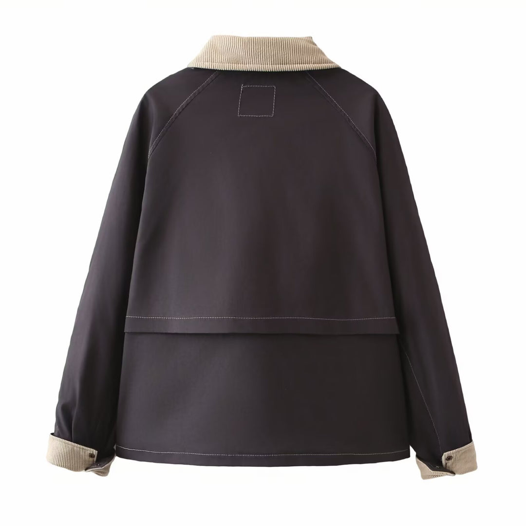 Dame Casual Utility Jakke med Corduroy-krave Stilla