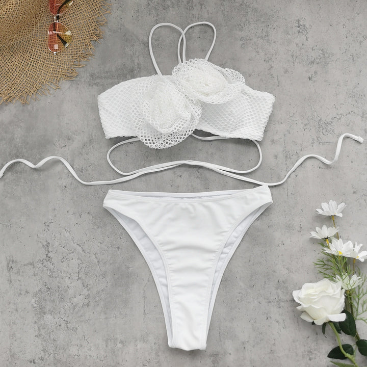 Dame Bikini-sæt med florale spidser og finnet netovertræk Stilla