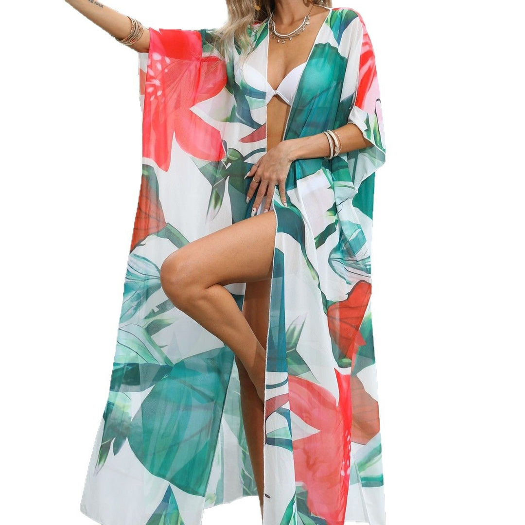 Dame Blomstertryk Strand Kimono Wrap Stilla