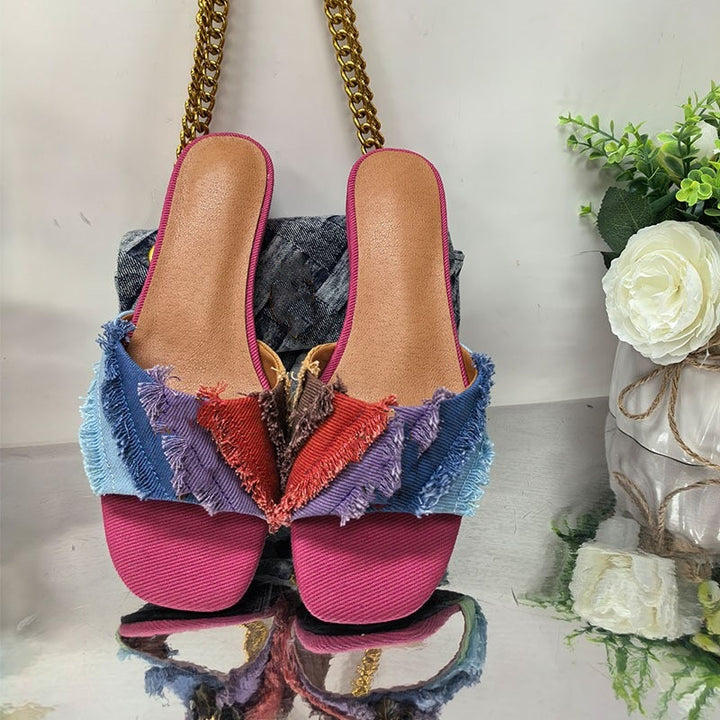 Femme Stilfulde Frynse Slide Sandaler Stilla
