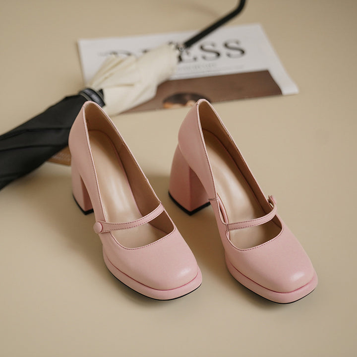Femme Chunky Heel Mary Jane Pumps med dekorativ strop Stilla