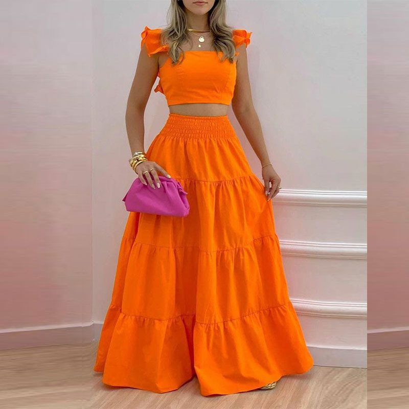 Dame Boho-maxikjole med voluminøs nederdel og off-shoulder overdel Stilla