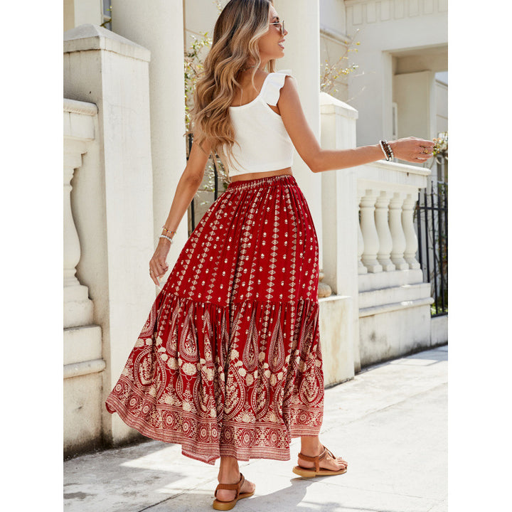 Damer Elegant Bohemian Stil Maxi Nederdel Stilla