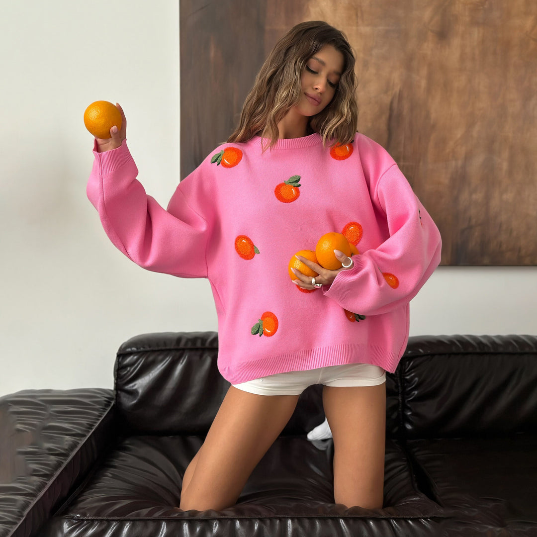 Kvinders Oversized Sweatshirt med Farverige Broderidetaljer Stilla
