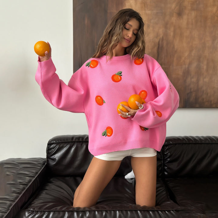 Kvinders Oversized Sweatshirt med Farverige Broderidetaljer Stilla
