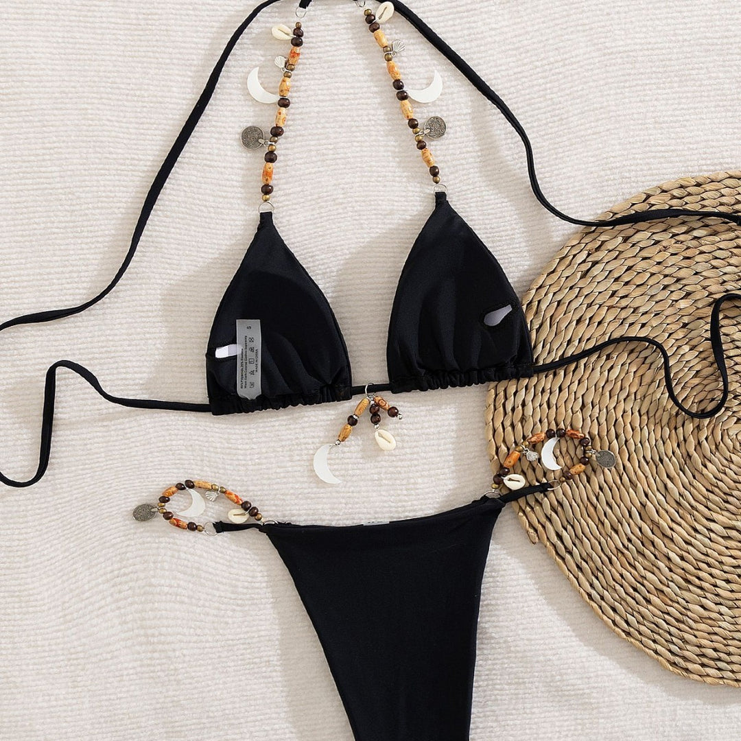 Dame bikini sæt med elegante perle detaljer og minimalistiske stropper Stilla