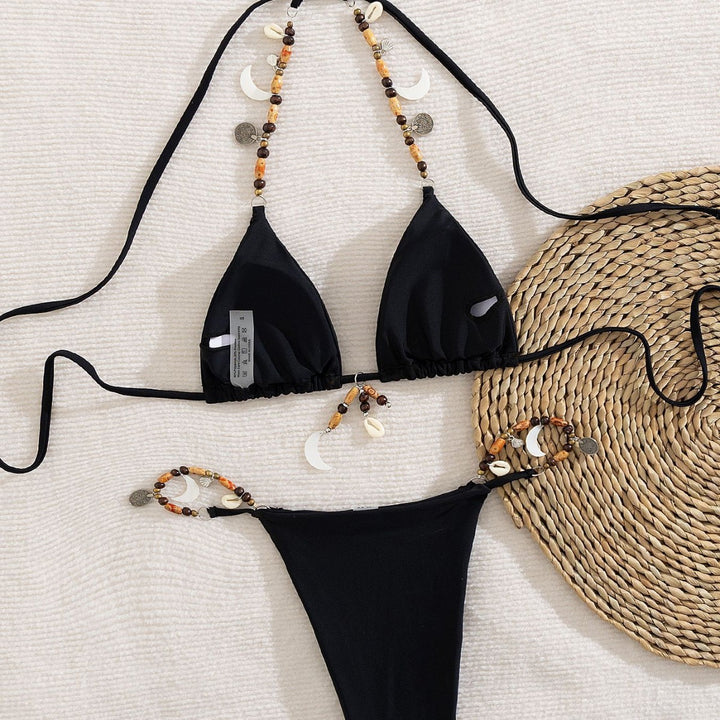 Dame bikini sæt med elegante perle detaljer og minimalistiske stropper Stilla