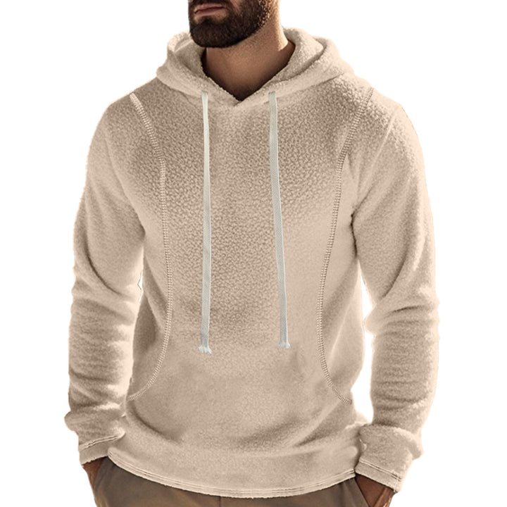 Herre fleece-hoodie med høj krave og kengurupose Stilla