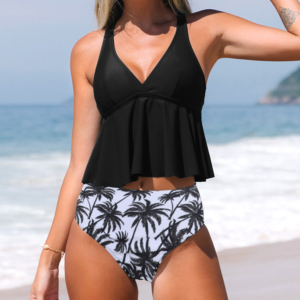 Dame Tankini-sæt med mode wrap-top og blomsterbukser Stilla