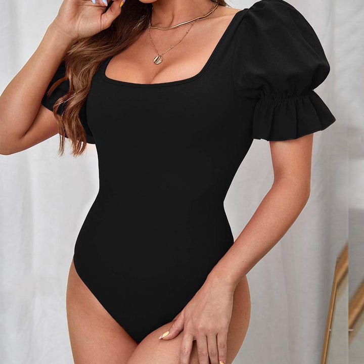 Dame bodysuit med puffærmer og firkantet halsudskæring Stilla