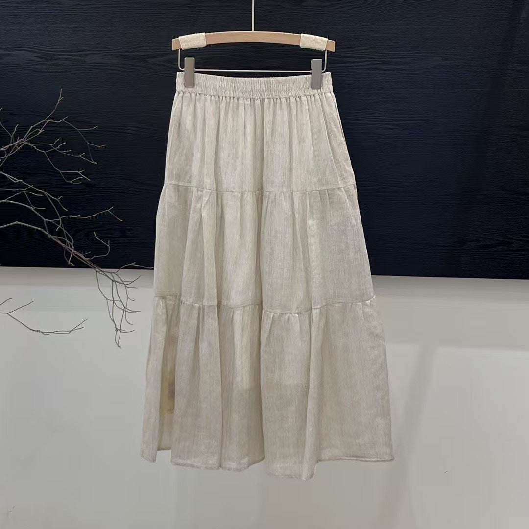 Dame lagdelt Midi-nederdel med elastisk linning Stilla
