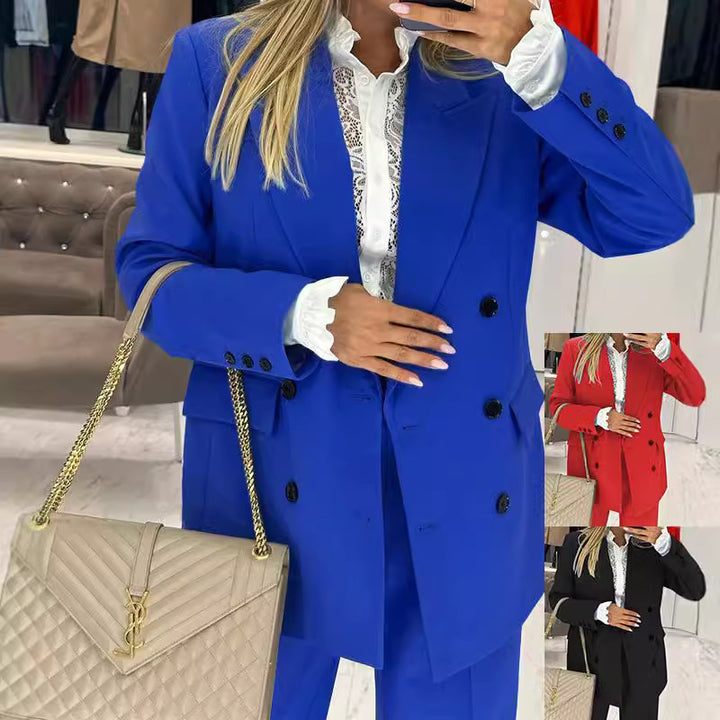 Dame Elegant to-raders Blazer-sæt med stilfulde accenter Stilla