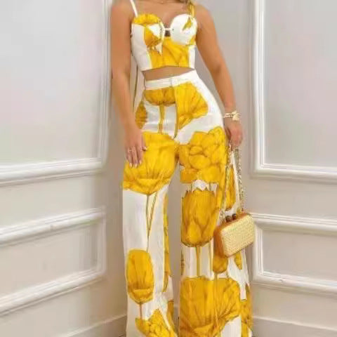 Dame To-delt Sæt med blomstret Design og smart Bustier Skovae