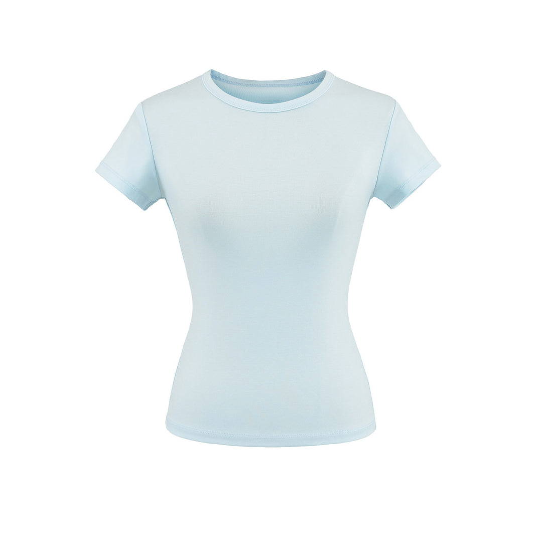 Dame Basic T-shirt med rund udskæring og tætsiddende pasform Stilla